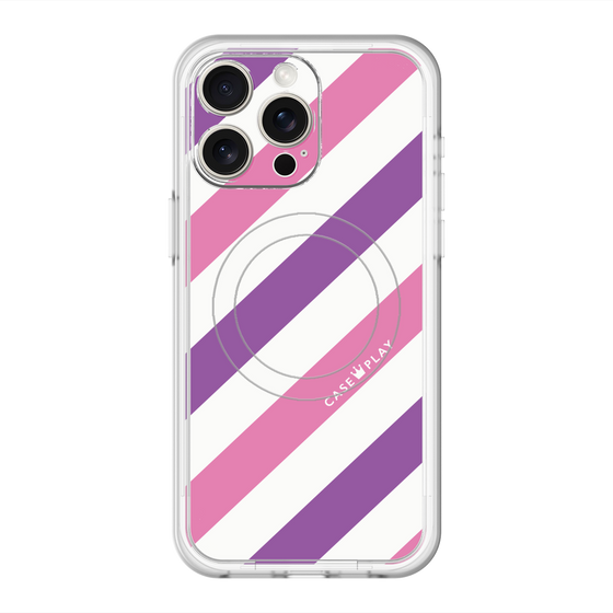 スリムプロテクションプレミアムケース with MagSafe［ Big Stripe - Purple × Pink ］