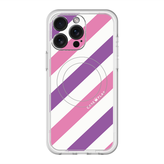 スリムプロテクションプレミアムケース with MagSafe［ Big Stripe - Purple × Pink ］