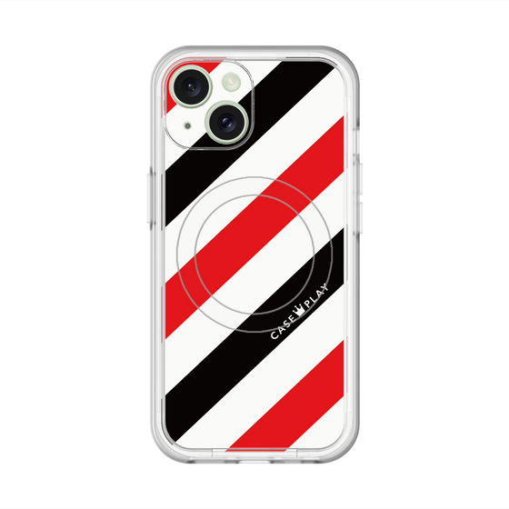 スリムプロテクションプレミアムケース with MagSafe［ Big Stripe - Red × Black ］
