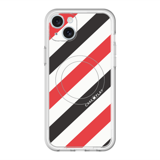 スリムプロテクションプレミアムケース with MagSafe［ Big Stripe - Red × Black ］