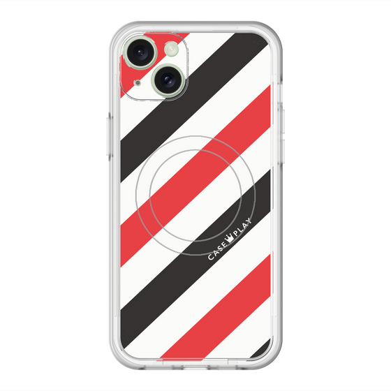 スリムプロテクションプレミアムケース with MagSafe［ Big Stripe - Red × Black ］