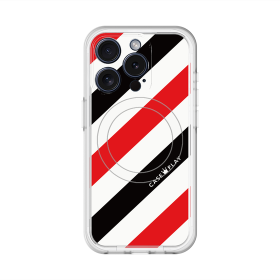 スリムプロテクションプレミアムケース with MagSafe［ Big Stripe - Red × Black ］