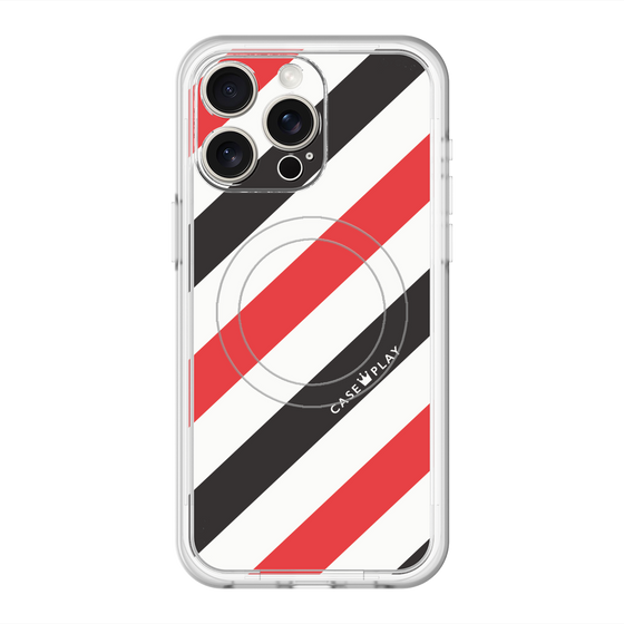 スリムプロテクションプレミアムケース with MagSafe［ Big Stripe - Red × Black ］