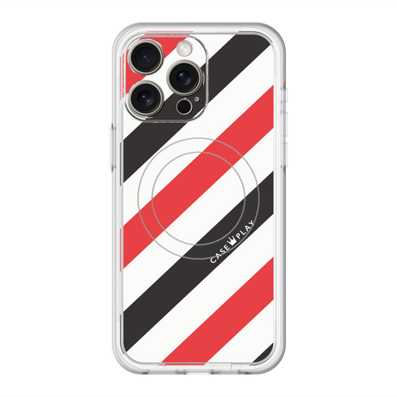 スリムプロテクションプレミアムケース with MagSafe［ Big Stripe - Red × Black ］