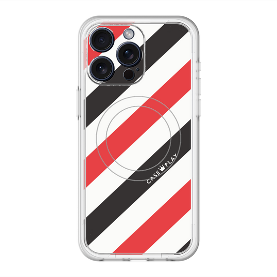 スリムプロテクションプレミアムケース with MagSafe［ Big Stripe - Red × Black ］