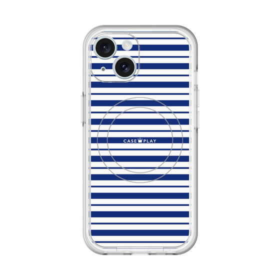 スリムプロテクションプレミアムケース with MagSafe［ Small Border - Navy ］