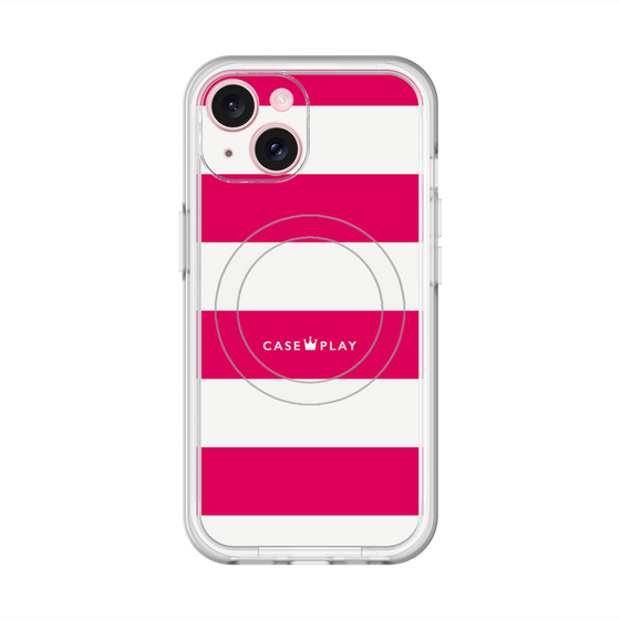 スリムプロテクションプレミアムケース with MagSafe［ Big Border - Pink ］