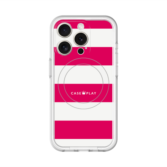 スリムプロテクションプレミアムケース with MagSafe［ Big Border - Pink ］
