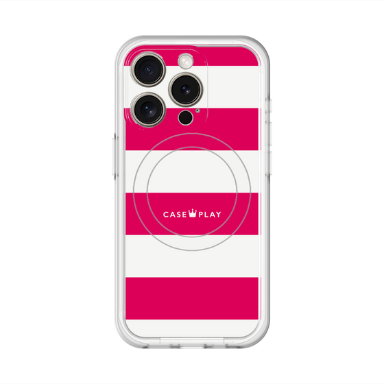 スリムプロテクションプレミアムケース with MagSafe［ Big Border - Pink ］