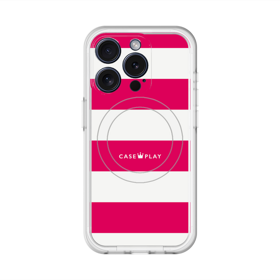 スリムプロテクションプレミアムケース with MagSafe［ Big Border - Pink ］