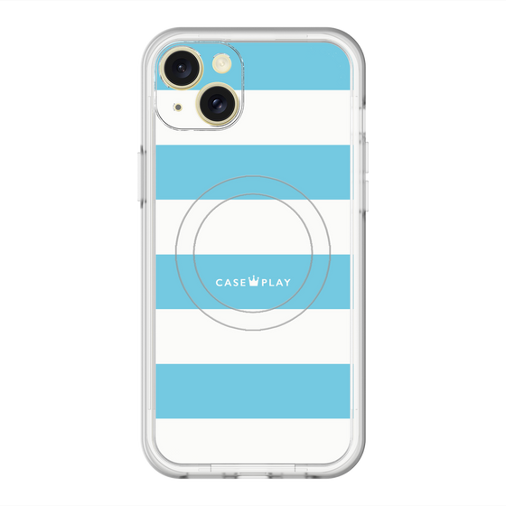 スリムプロテクションプレミアムケース with MagSafe［ Big Border - Blue ］