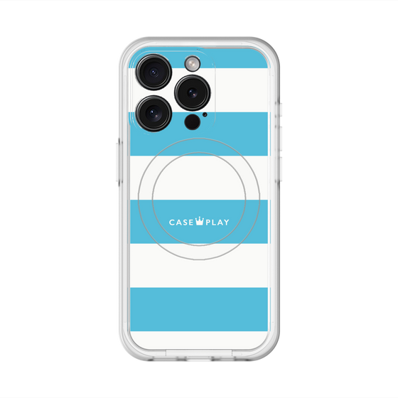 スリムプロテクションプレミアムケース with MagSafe［ Big Border - Blue ］