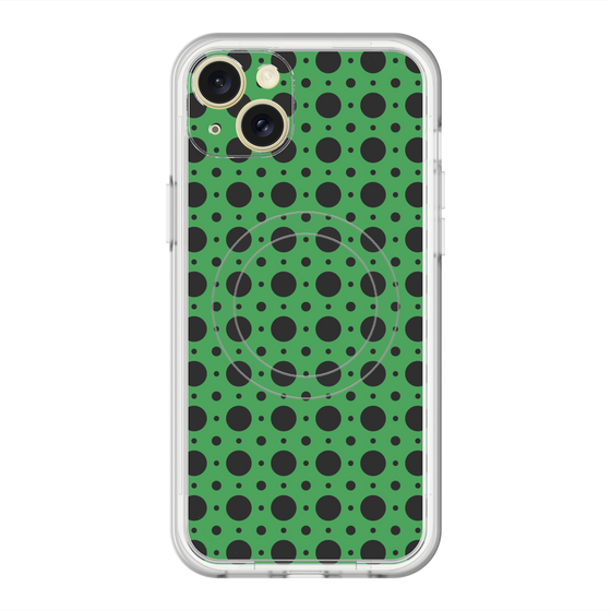 スリムプロテクションプレミアムケース with MagSafe［ Shower Dot - Green ］