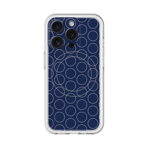 スリムプロテクションプレミアムケース with MagSafe［ Dot Circle - Navy ］