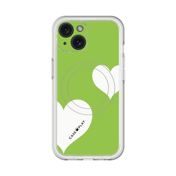 スリムプロテクションプレミアムケース with MagSafe［ Two Hearts - Green ］