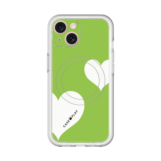 スリムプロテクションプレミアムケース with MagSafe［ Two Hearts - Green ］