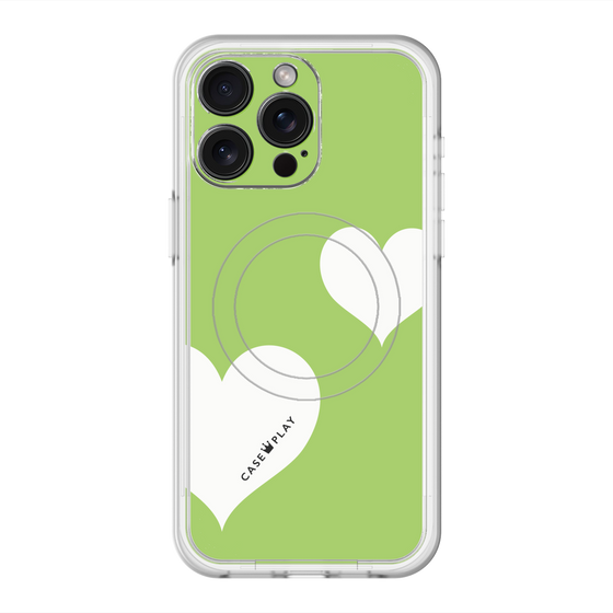 スリムプロテクションプレミアムケース with MagSafe［ Two Hearts - Green ］