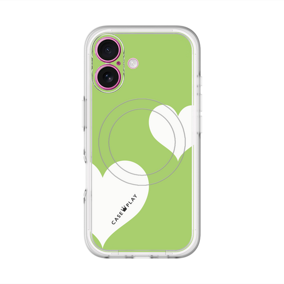 スリムプロテクションプレミアムケース with MagSafe［ Two Hearts - Green ］