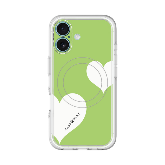 スリムプロテクションプレミアムケース with MagSafe［ Two Hearts - Green ］