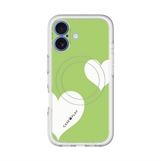 スリムプロテクションプレミアムケース with MagSafe［ Two Hearts - Green ］