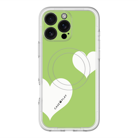 スリムプロテクションプレミアムケース with MagSafe［ Two Hearts - Green ］