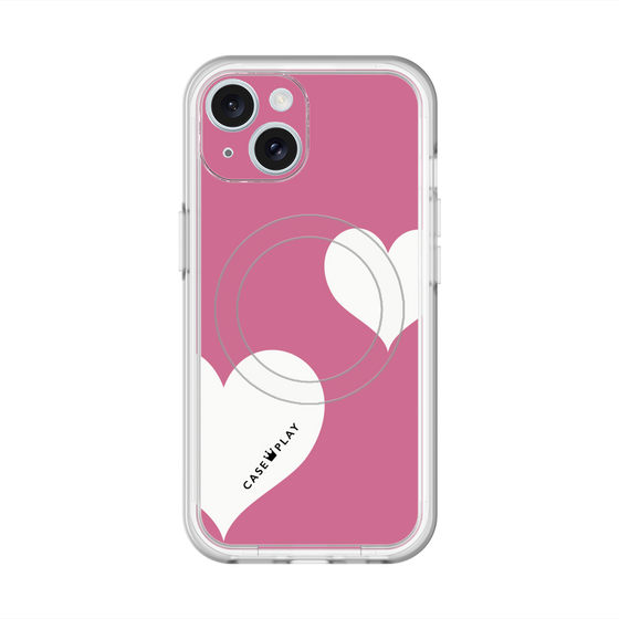 スリムプロテクションプレミアムケース with MagSafe［ Two Hearts - Pink ］