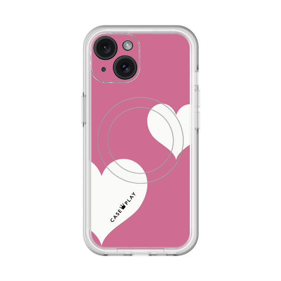 スリムプロテクションプレミアムケース with MagSafe［ Two Hearts - Pink ］