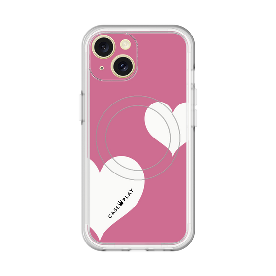 スリムプロテクションプレミアムケース with MagSafe［ Two Hearts - Pink ］