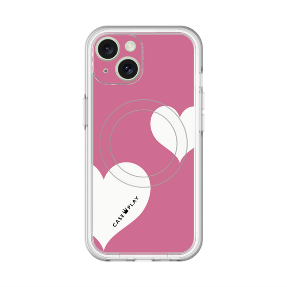 スリムプロテクションプレミアムケース with MagSafe［ Two Hearts - Pink ］