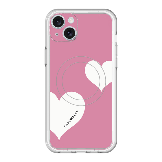 スリムプロテクションプレミアムケース with MagSafe［ Two Hearts - Pink ］