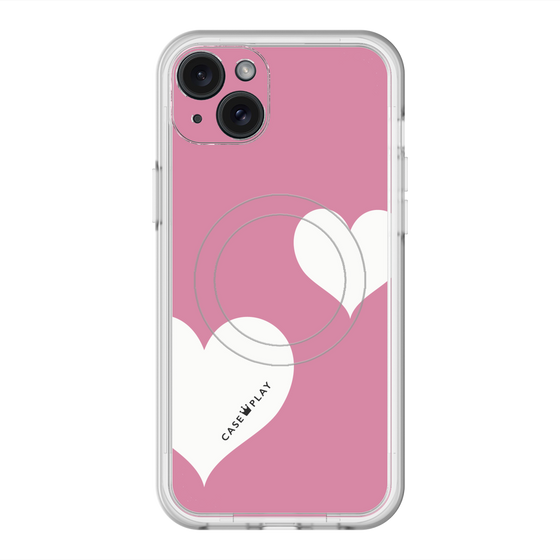 スリムプロテクションプレミアムケース with MagSafe［ Two Hearts - Pink ］
