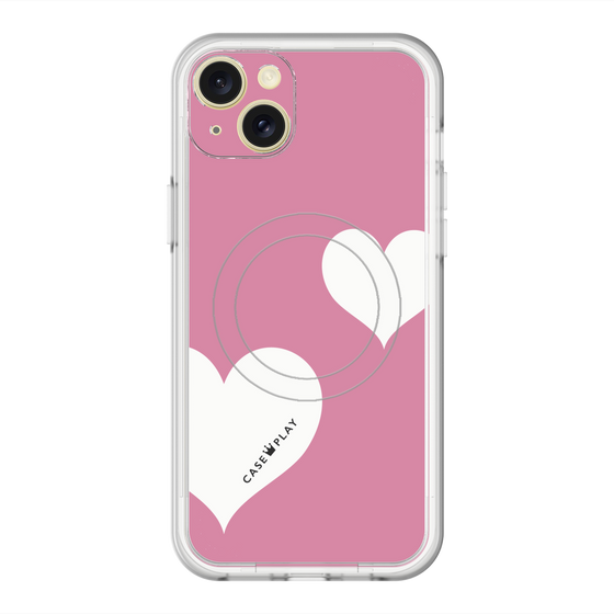 スリムプロテクションプレミアムケース with MagSafe［ Two Hearts - Pink ］