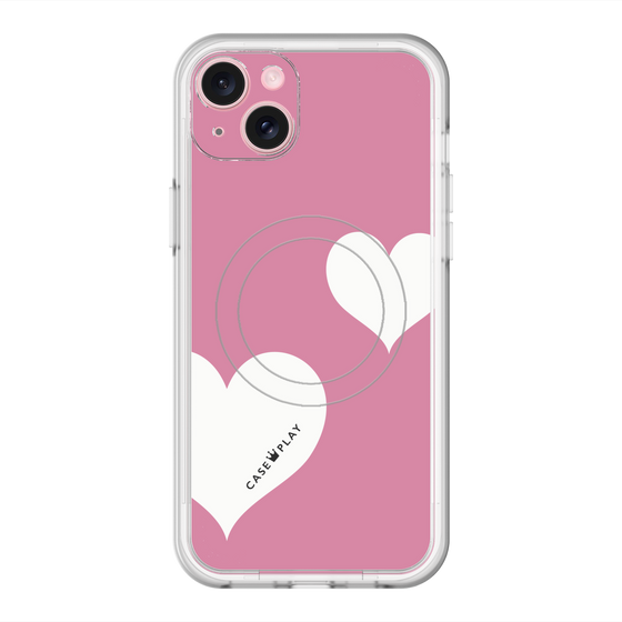 スリムプロテクションプレミアムケース with MagSafe［ Two Hearts - Pink ］