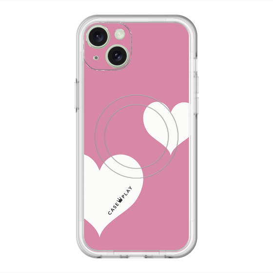 スリムプロテクションプレミアムケース with MagSafe［ Two Hearts - Pink ］