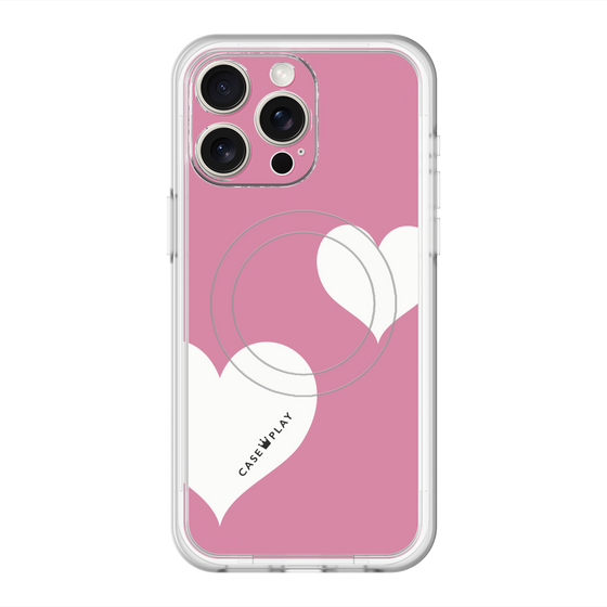 スリムプロテクションプレミアムケース with MagSafe［ Two Hearts - Pink ］