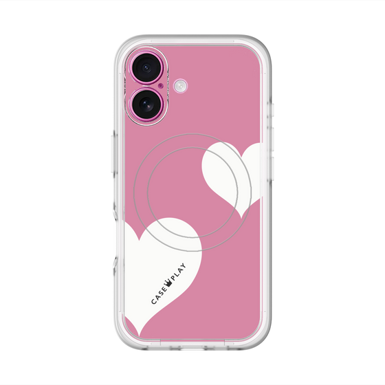 スリムプロテクションプレミアムケース with MagSafe［ Two Hearts - Pink ］