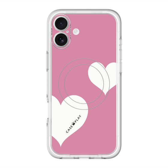 スリムプロテクションプレミアムケース with MagSafe［ Two Hearts - Pink ］