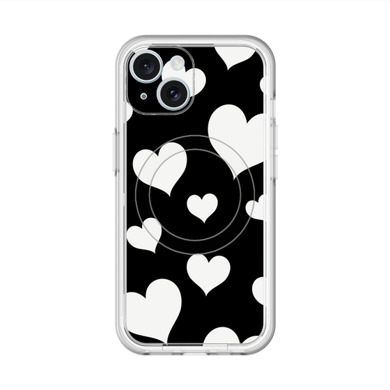 スリムプロテクションプレミアムケース with MagSafe［ Dot Hearts - Black ］