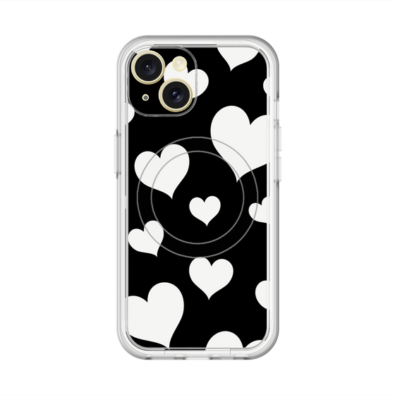 スリムプロテクションプレミアムケース with MagSafe［ Dot Hearts - Black ］