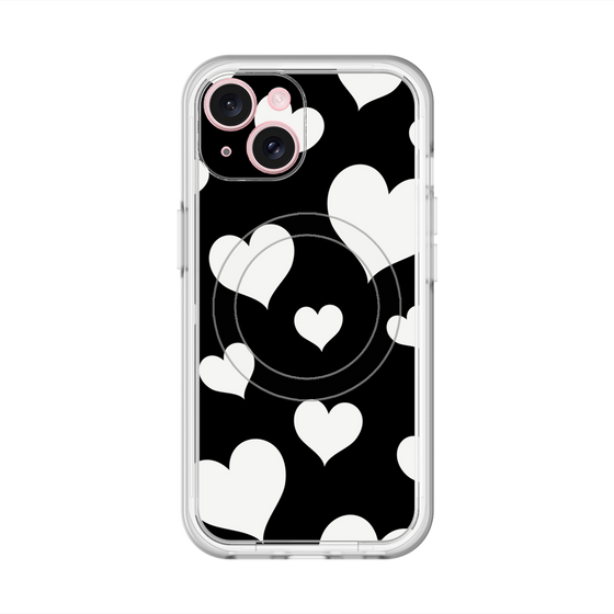 スリムプロテクションプレミアムケース with MagSafe［ Dot Hearts - Black ］