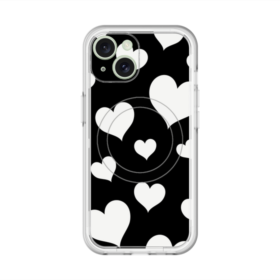 スリムプロテクションプレミアムケース with MagSafe［ Dot Hearts - Black ］