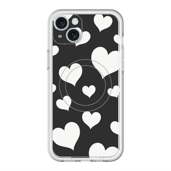 スリムプロテクションプレミアムケース with MagSafe［ Dot Hearts - Black ］