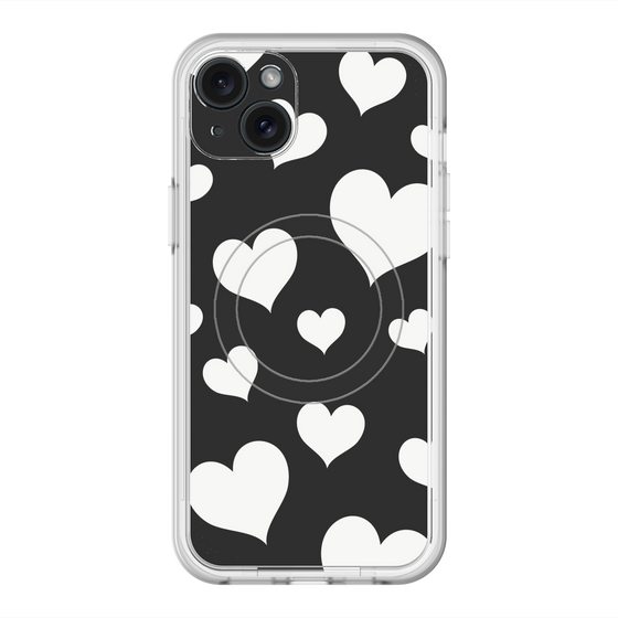 スリムプロテクションプレミアムケース with MagSafe［ Dot Hearts - Black ］