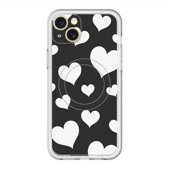 スリムプロテクションプレミアムケース with MagSafe［ Dot Hearts - Black ］