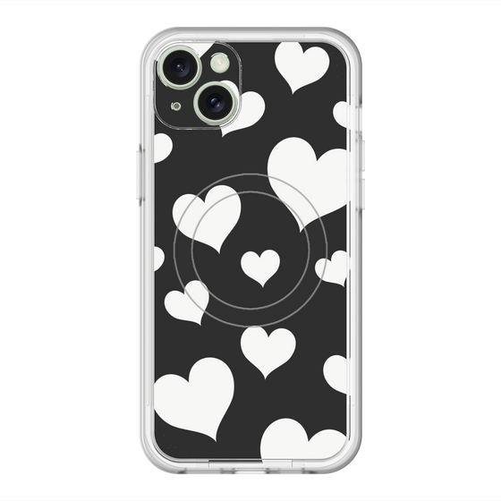 スリムプロテクションプレミアムケース with MagSafe［ Dot Hearts - Black ］