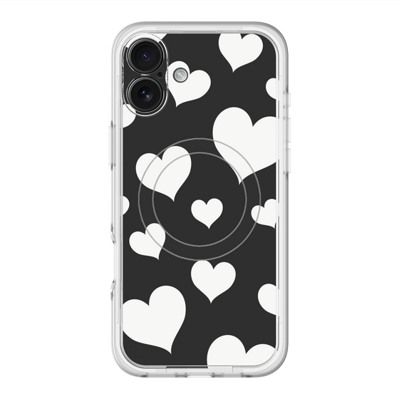 スリムプロテクションプレミアムケース with MagSafe［ Dot Hearts - Black ］