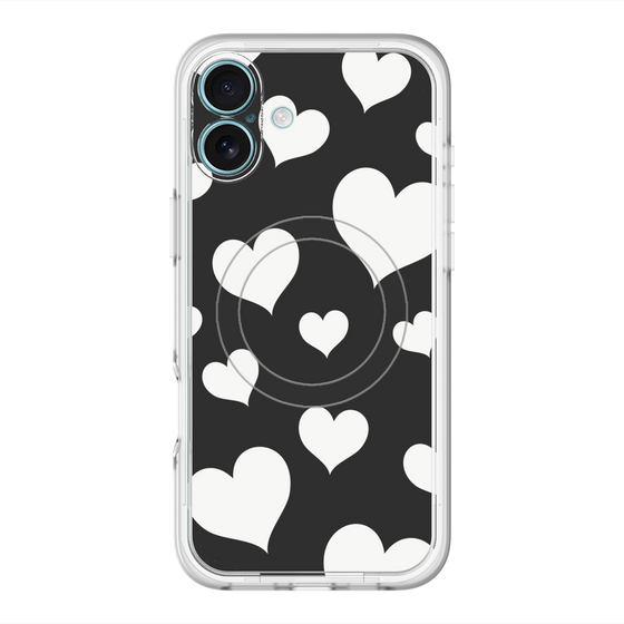 スリムプロテクションプレミアムケース with MagSafe［ Dot Hearts - Black ］