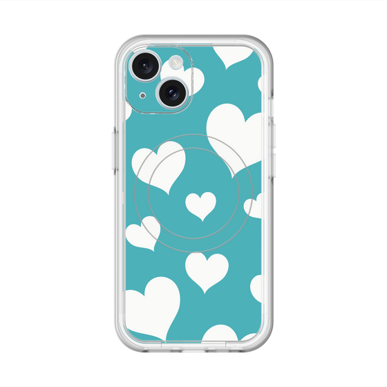 スリムプロテクションプレミアムケース with MagSafe［ Dot Hearts - Blue ］