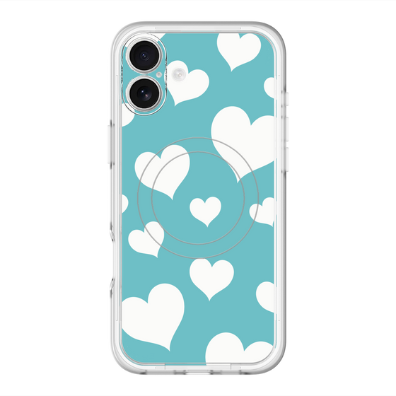 スリムプロテクションプレミアムケース with MagSafe［ Dot Hearts - Blue ］