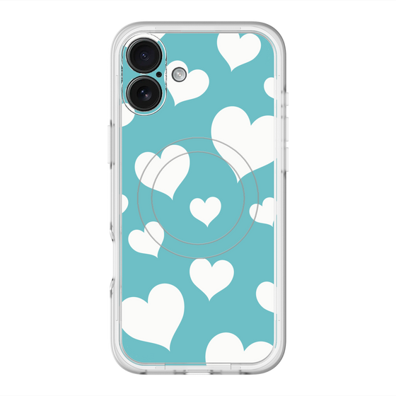 スリムプロテクションプレミアムケース with MagSafe［ Dot Hearts - Blue ］